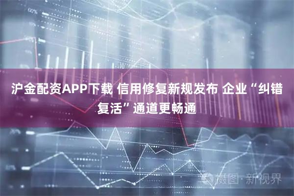 沪金配资APP下载 信用修复新规发布 企业“纠错复活”通道更畅通