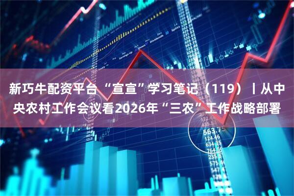 新巧牛配资平台 “宣宣”学习笔记（119）丨从中央农村工作会议看2026年“三农”工作战略部署