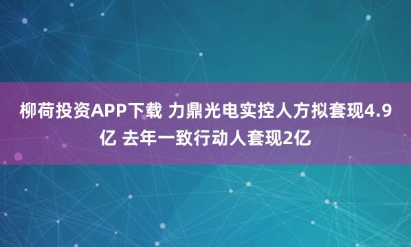 柳荷投资APP下载 力鼎光电实控人方拟套现4.9亿 去年一致行动人套现2亿